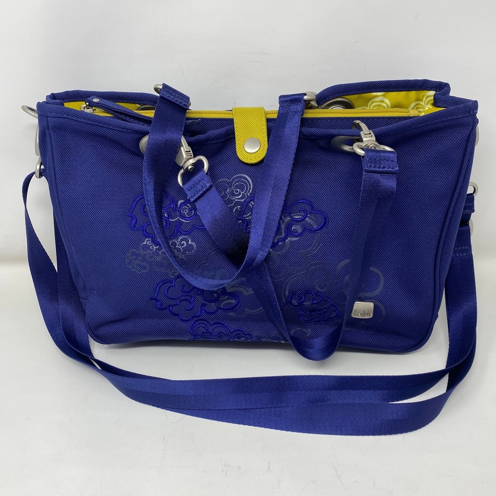 Haiku Medium Messenger Bag Blue Embroidered Cloud Canvas Crossbody